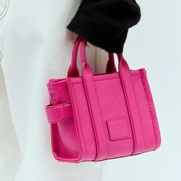 {Marc Jacobs} The Leather MINI Tote Bag #955 LIPSTICK PINK - Crossbody Bag - Picture 5 of 10